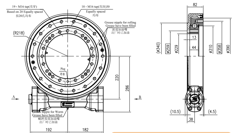 Vietnam Factory JE12 Ratio 79:1 Slewing Gearbox Worm Gear Reducer Slew Drive