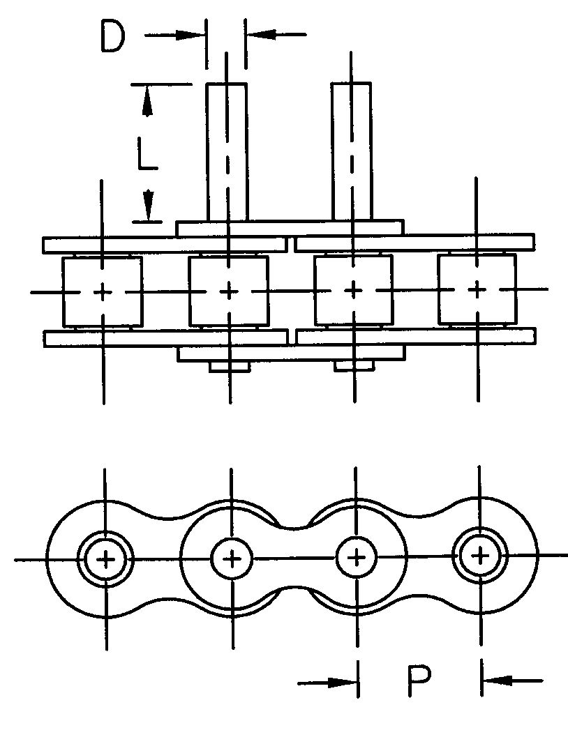 Tariff-free Ansi Standard Extended Pin D-1 D-3 Attachment Roller Chain Made in Vietnam
