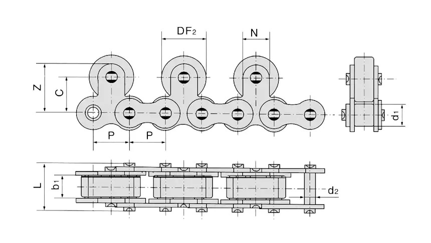 Tariff-free Industry Stainless Steel Conveyor Chains With Top Rollers Made in Vietnam