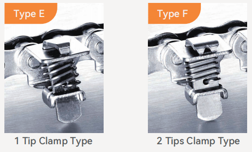 1 Tip Clamp (Type E) 08B1GC-E Stainless Steel Gripper Roller Chain for Form Fill and Vacuum Seal Wrapping Made in Vietnam