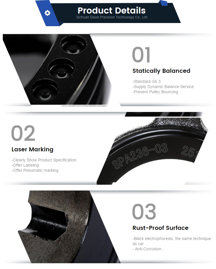 Vietnam Factory Cast Iron Spa Taper Lock v Belt Pulley Wheel Spa160-2-2012 for Motor Tariff-free