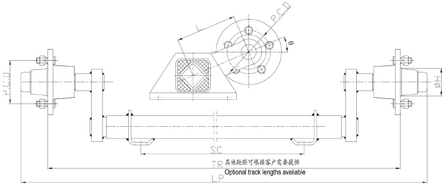 FANW0.5F5 FANW0.75F5 FANW1F5 FANW1.25F5 FANW1.5F5 FANW1.8F5 Torsion Trailer Axle Without Brake Series Made in Vietnam