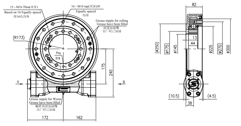 Tariff-free JE9 Ratio 62:1 Slewing Gearbox Reducer Worm Gear Slew Drive