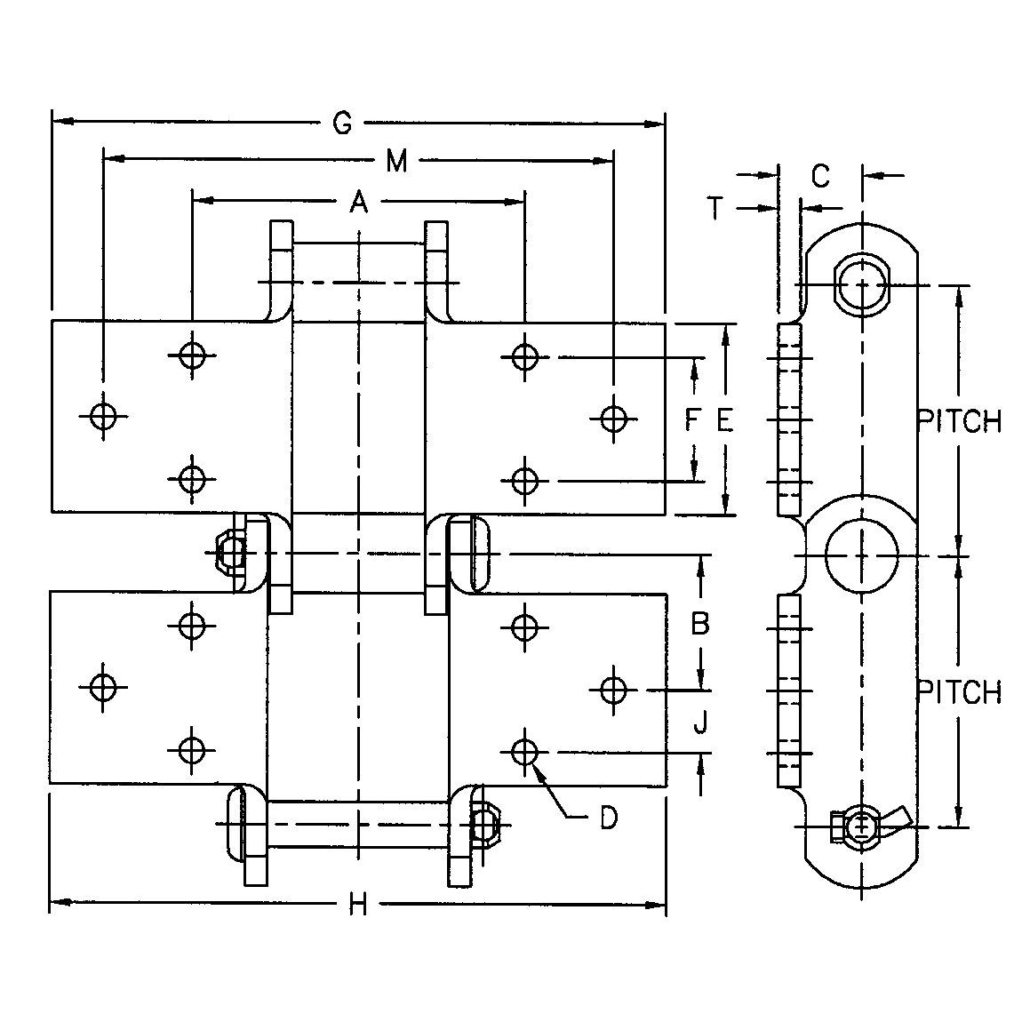 Tariff-free SS188-K1/K2 SS856-K3 SS150-K3 SS956-K6 SS Class Bushed Steel Chain With K3 K6 Attachment Made in Vietnam