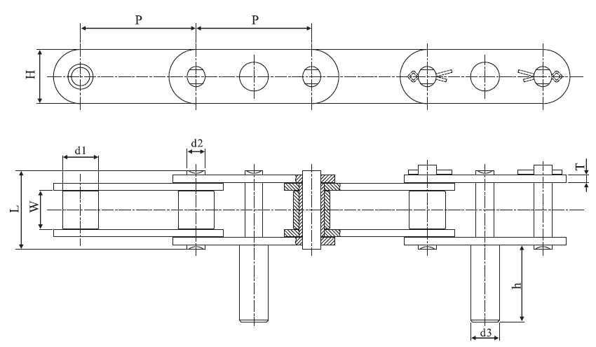 Tariff-free C2060H-2D5 Stainless Double Pitch Extended Pin Conveyor Chain  Made in Vietnam