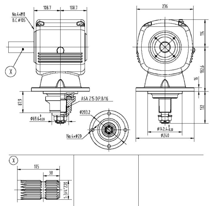 210 Series 75HP Agricultural Gearbox for Rotary Mower Wood Chipper Grinder and Bales Made in Vietnam