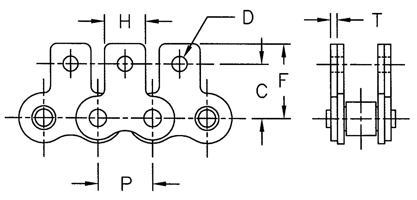 Tariff-free Ansi Standard Straight One Hole Side M-35 SA-1 Attachment Roller Chain Made in Vietnam