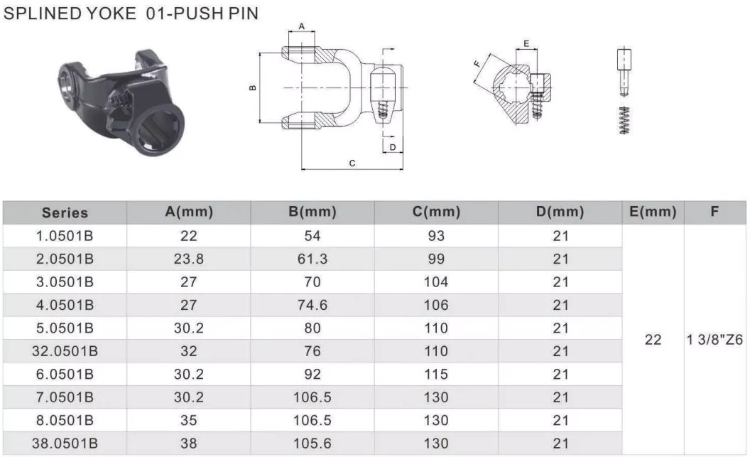 Vietnam Directly Wholesale Splined PTO Yoke With Push Pin Tariff-free