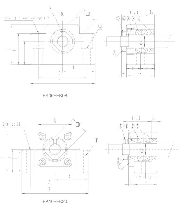 EK Series Flange Nut Mount Ball Screw Bracket of EK5 EK6 EK8 EK10 EK12 EK15 EK20 Tariff-free