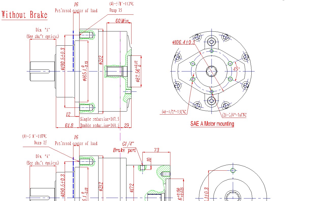 AUBURN Model 5 Series Planetary Gearbox Replacement with Shaft Output Drives for Various Applications
