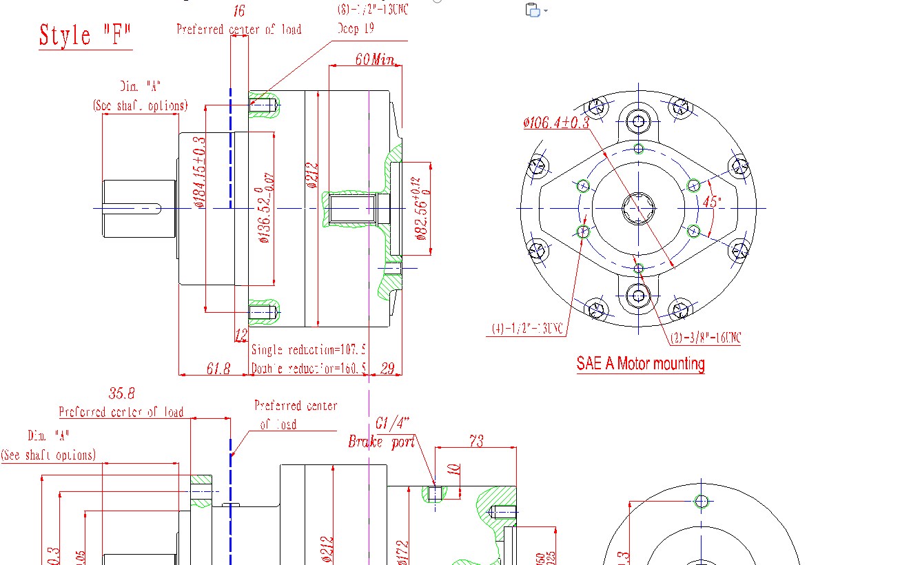 Model 6 Series Planetary Gearbox Replacement of AUBURN (Shaft Output Drives Style F and R)