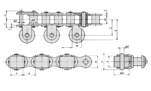 Tariff-free Stainless Steel Conveyor Chains With Side Rollers Made in Vietnam