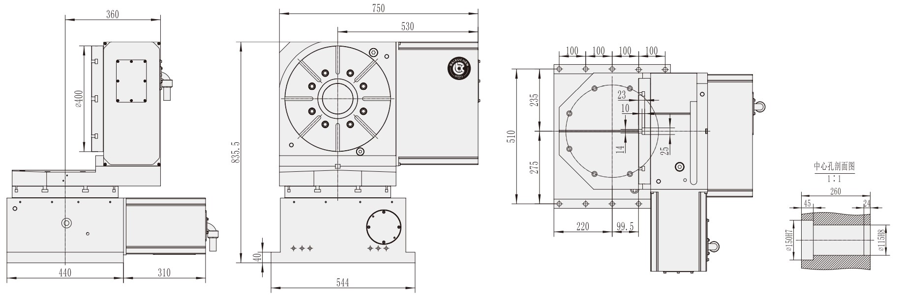Vietnam Manufactory WT5S-H400 Machine Machining Center Parts Turntable Rotary Table for CNC Machinery