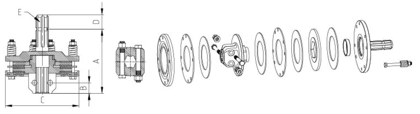 Vietnam PTO Shaft Parts ED.H Series 4pcs 200mm Part Clutch for Agricultural Machines With Friction Disc Tariff-free