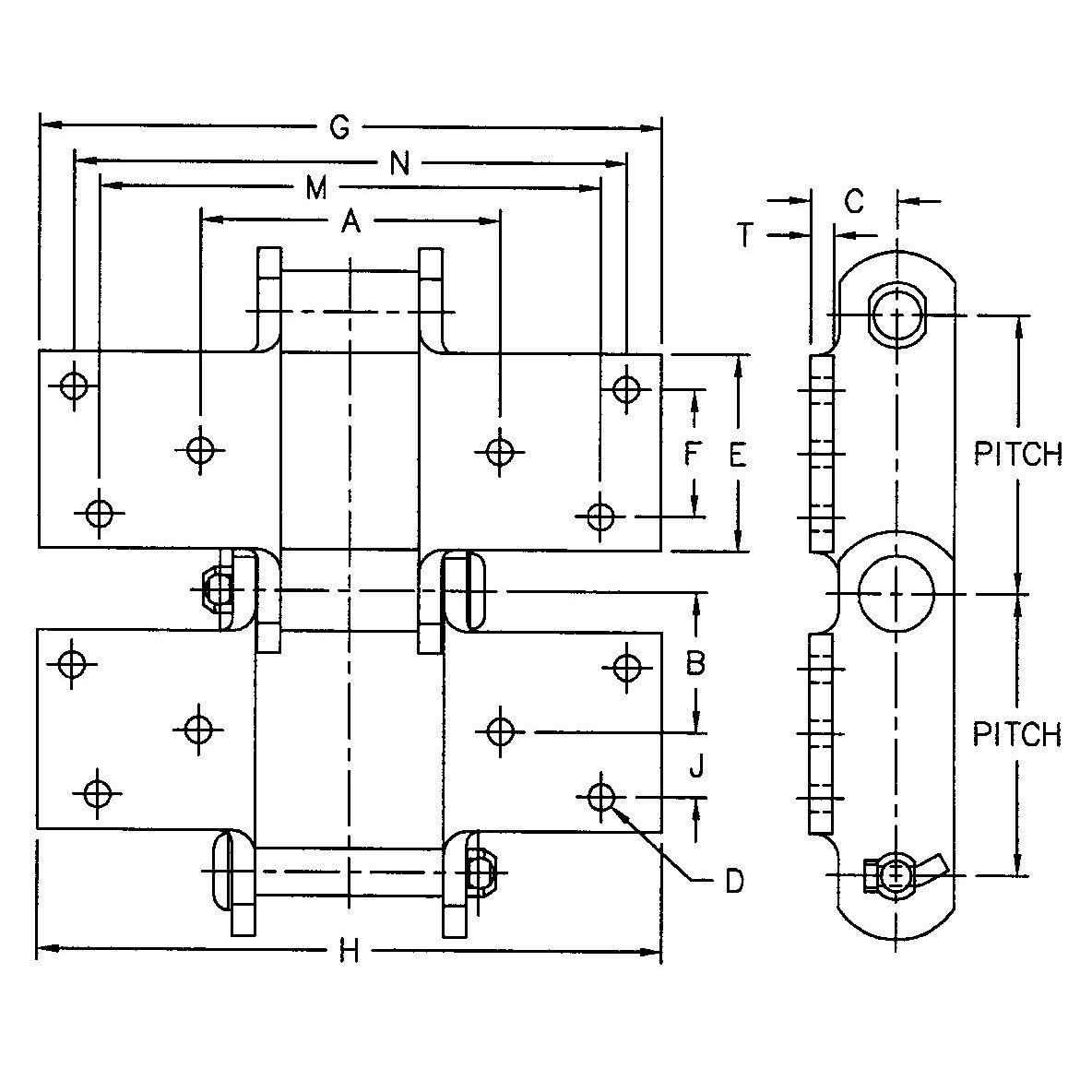 Tariff-free SS188-K1/K2 SS856-K3 SS150-K3 SS956-K6 SS Class Bushed Steel Chain With K3 K6 Attachment Made in Vietnam
