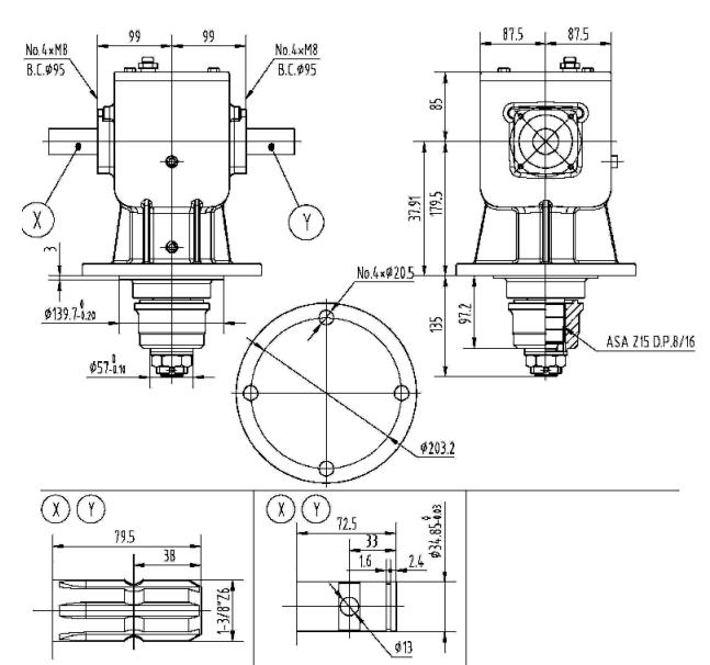 Vietnam-Made 140 Series 60HP Agricultural Gearbox for Rotary Cutter