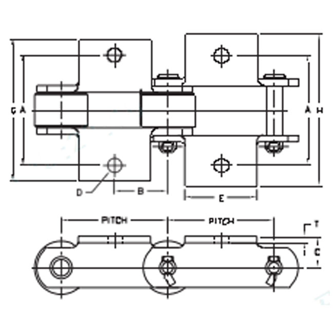 SS131-K1 SS131-K2 SS102B-K2 SS111-K2 SS110-K2 SS856-K2 SS150-K2 SS Class Bushed Steel Chain With K1 K2 Attachment