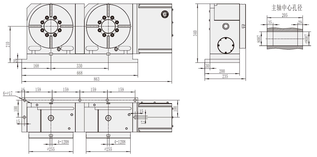 Vietnam Factory WT-255-2W Machine Machining Center Parts Turntable Rotary Table for CNC Machinery Tariff-free