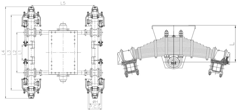 Heavy Duty Series Axle Tandem Bogie for Semi Trailer FDX24F10.0 FDX28F10.0 FDX32F10.0 Tariff-free