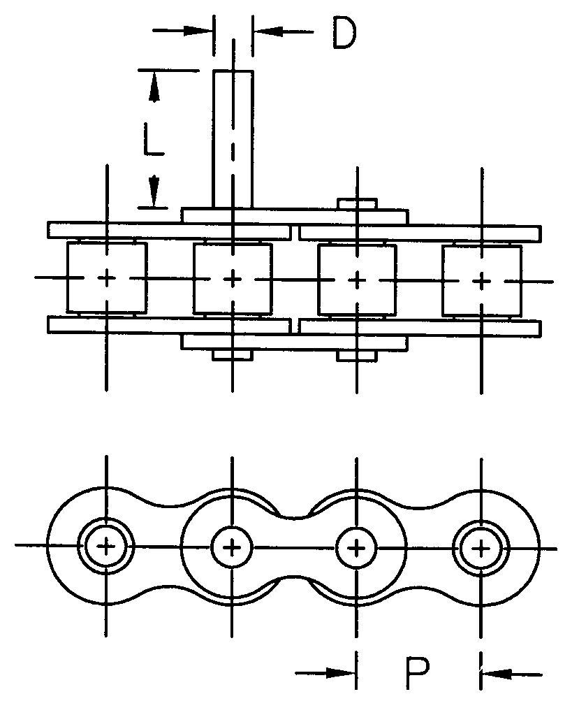 Tariff-free Ansi Standard Extended Pin D-1 D-3 Attachment Roller Chain Made in Vietnam
