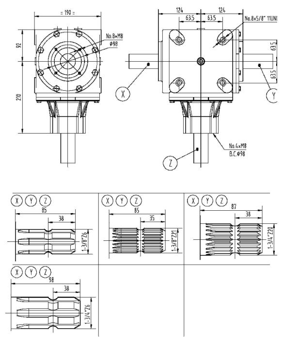 Agricultural 279 Series 100HP Gearbox for Vertical Tiller Rotary Mower Tariff-free