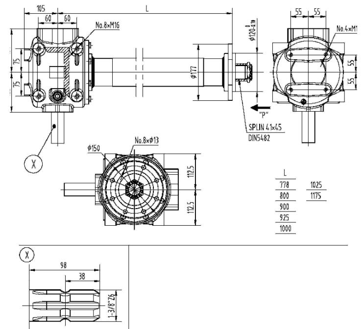 Agricultural 292 Series 90HP Gearbox for Vertical Tller 1.4:1 1.86:1 Made in Vietnam