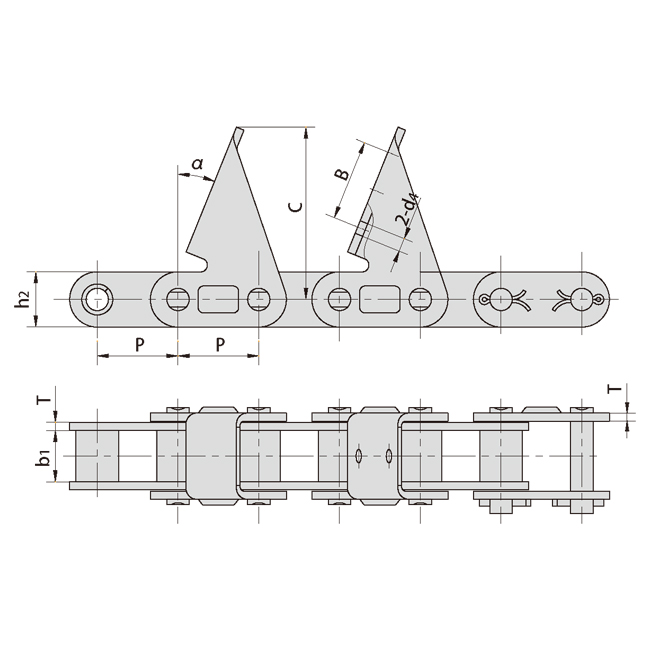 Vietnamese-made CA627-CPE/CPEF3 Agricultural Steel Conveyor Chains Tariff-Free Transmission Chains with CPE Attachment