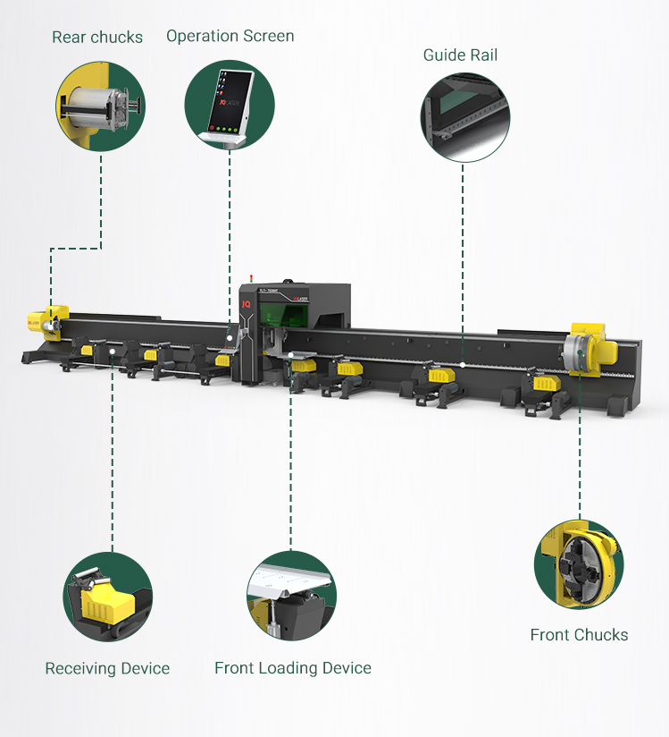 EP 6000W CNC Pipe Laser Cutting Machine Three-Chuck Big Diameter Stainless Tube Metal Wood Rubber Laser Source Direct Vietnam