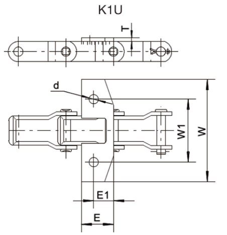 Tariff-free Various Good Quality 88K Steel Pintle Chain K1U Attachment Salt Spreader Chains and Sprocket Made in Vietnam