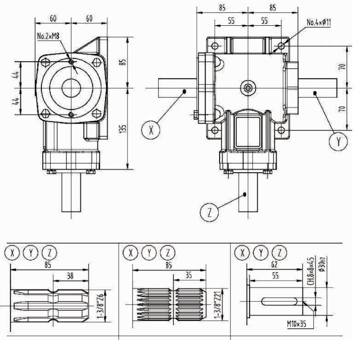 Agricultural EF30 Series 30HP Gearbox for Rotary Mower 1:2.91 Tariff-free