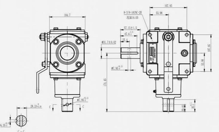 TYPE RV-010 Agricultural Machinery Parts 90 Degree Right Angel Reducer Gear Motor Bevel Pto Gearbox for Farm Tractor