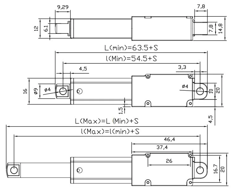 LA-M Micro Motor Linear Actuator Electric Push Rod Tariff-free Made in Vietnam