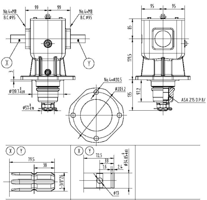 Agricultural 140B Series 60HP Gearbox for Rotary Cutter Tariff-free
