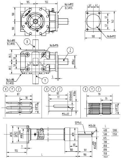 Agricultural 313 Series 62HP Gearbox for Shredders Flail Mower Tariff-free