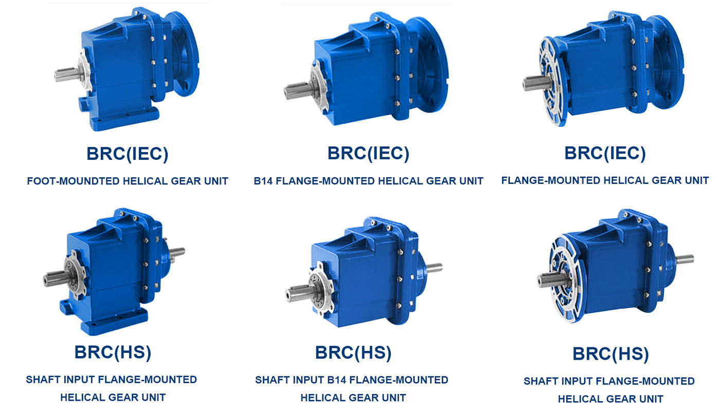 BRC HS Series Shaft Input Flange Mounted Aluminum Alloy Housing Helical Gear Unit Gear Reducer