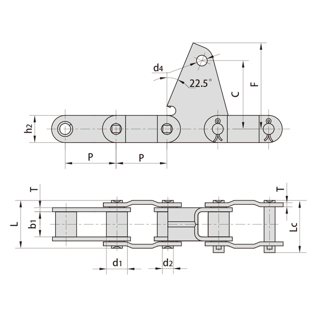 Tariff-free Agricultural 38.4VBF2 Steel Conveyor Roller Chains With Attachment Made in Vietnam
