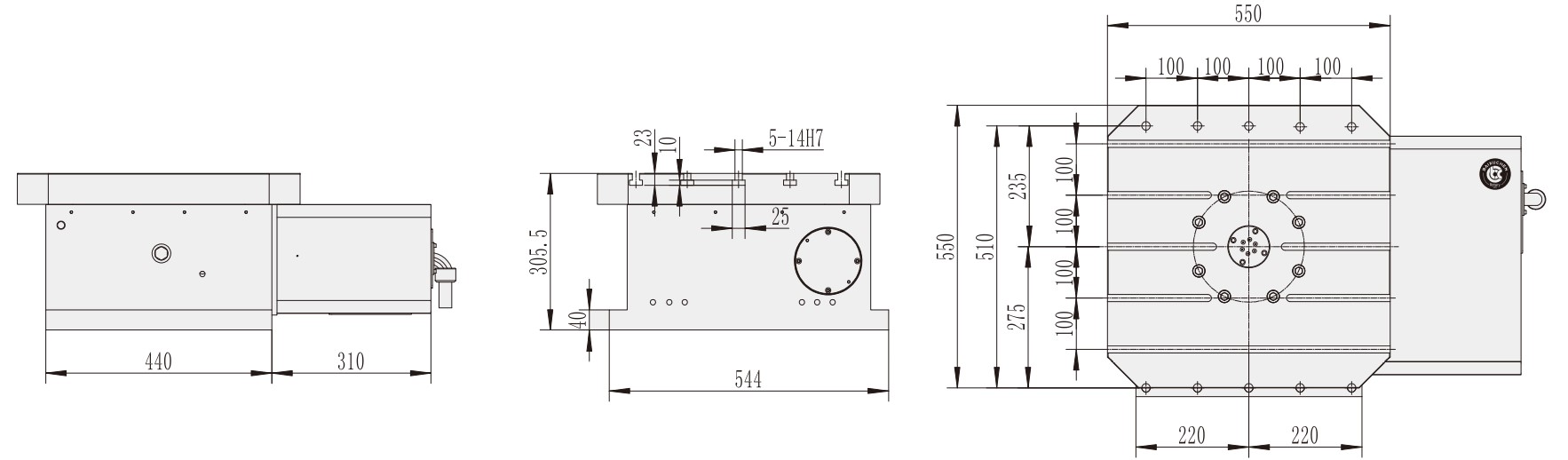 Factory WT-H550 Machining Center Parts CNC Turntable Rotary Horizontal Micro-positioning Table Made in Vietnam
