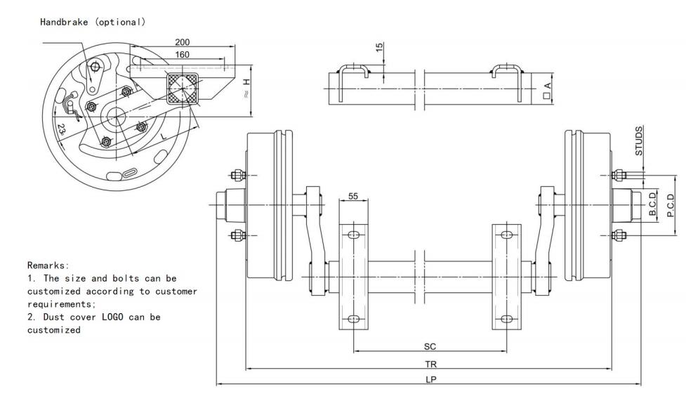 Hot Sale Custom Agricultural 750kg Small Semi Shaft Half-axis Brake Bridge for Boat Trailer Tariff-free
