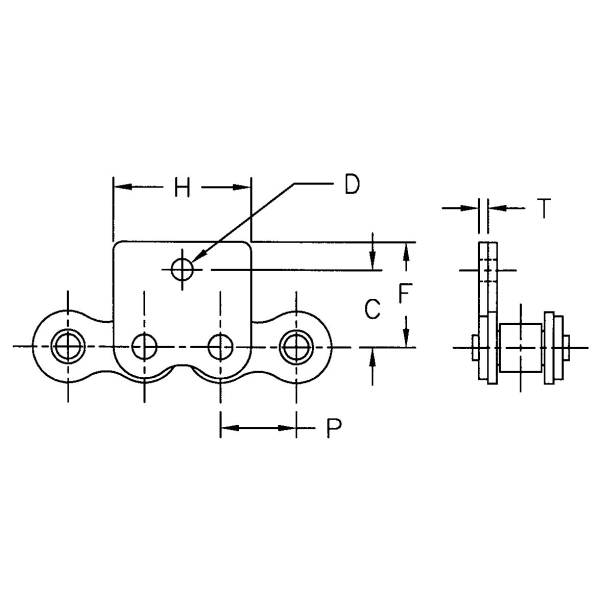 Tariff-free Ansi Standard 35* 40 50 60 80 Straight Wm-35-1 WM-35-2 Attachment One Hole Roller Chain Made in Vietnam