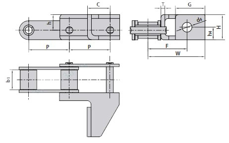 CA550-G50S Agricultural Steel Conveyor Chains Tariff-Free with G50 Attachment Made in Vietnam for Transmission Applications