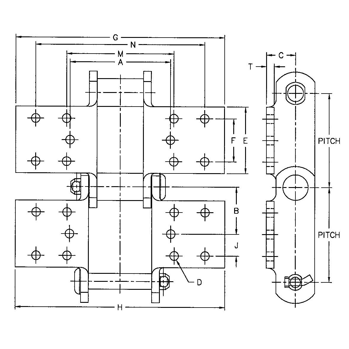 Tariff-free SS188-K1/K2 SS856-K3 SS150-K3 SS956-K6 SS Class Bushed Steel Chain With K3 K6 Attachment Made in Vietnam