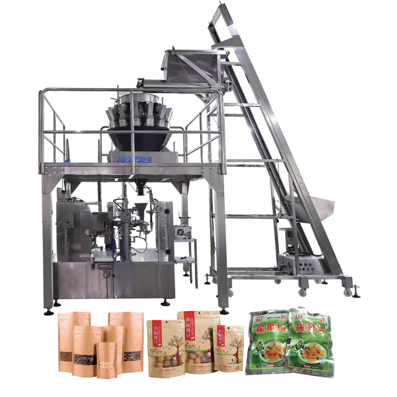8 Station Vacuum Premade Bags Weighing and Packaging Machine for Pickled Vegetables Kimchi Dried Fruits Candies Tariff-free