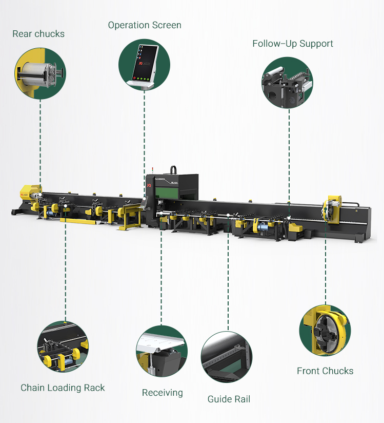 EP Three Chuck Zero Tailings Big Diameter Metal Square Tube Laser Cutting Machines With Local Service Made in Vietnam