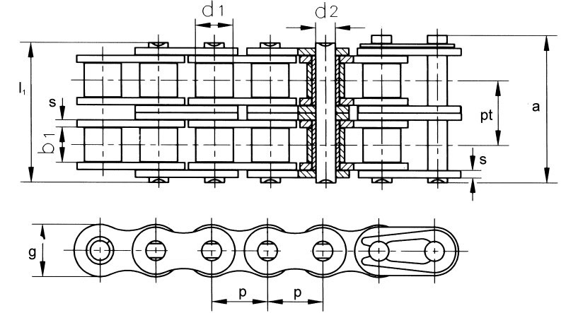 Din/iso 04c-2 06c-2 085-2 08a-2 10a-2 12a-2 Short Pitch Precision Roller Chain Made in Vietnam