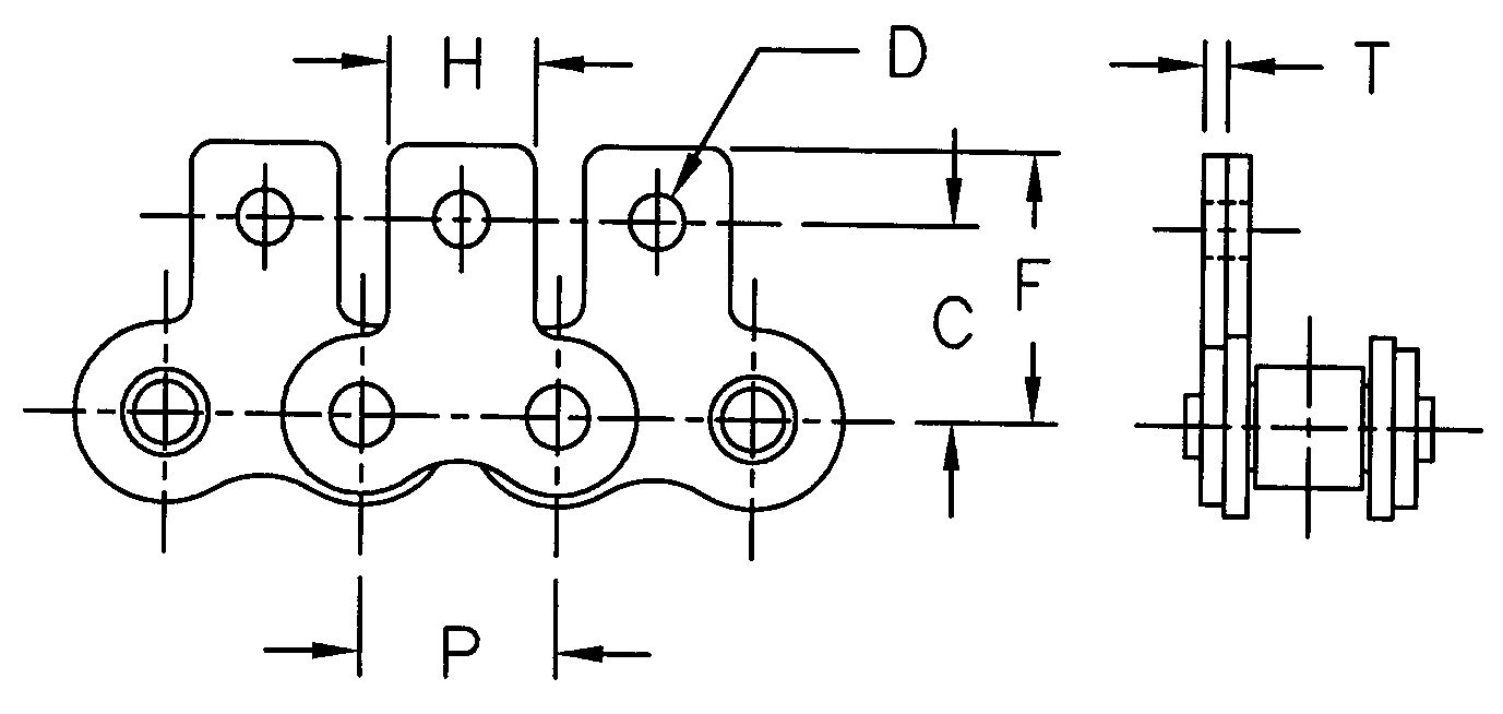 Tariff-free Ansi Standard Straight One Hole Side M-35 SA-1 Attachment Roller Chain Made in Vietnam