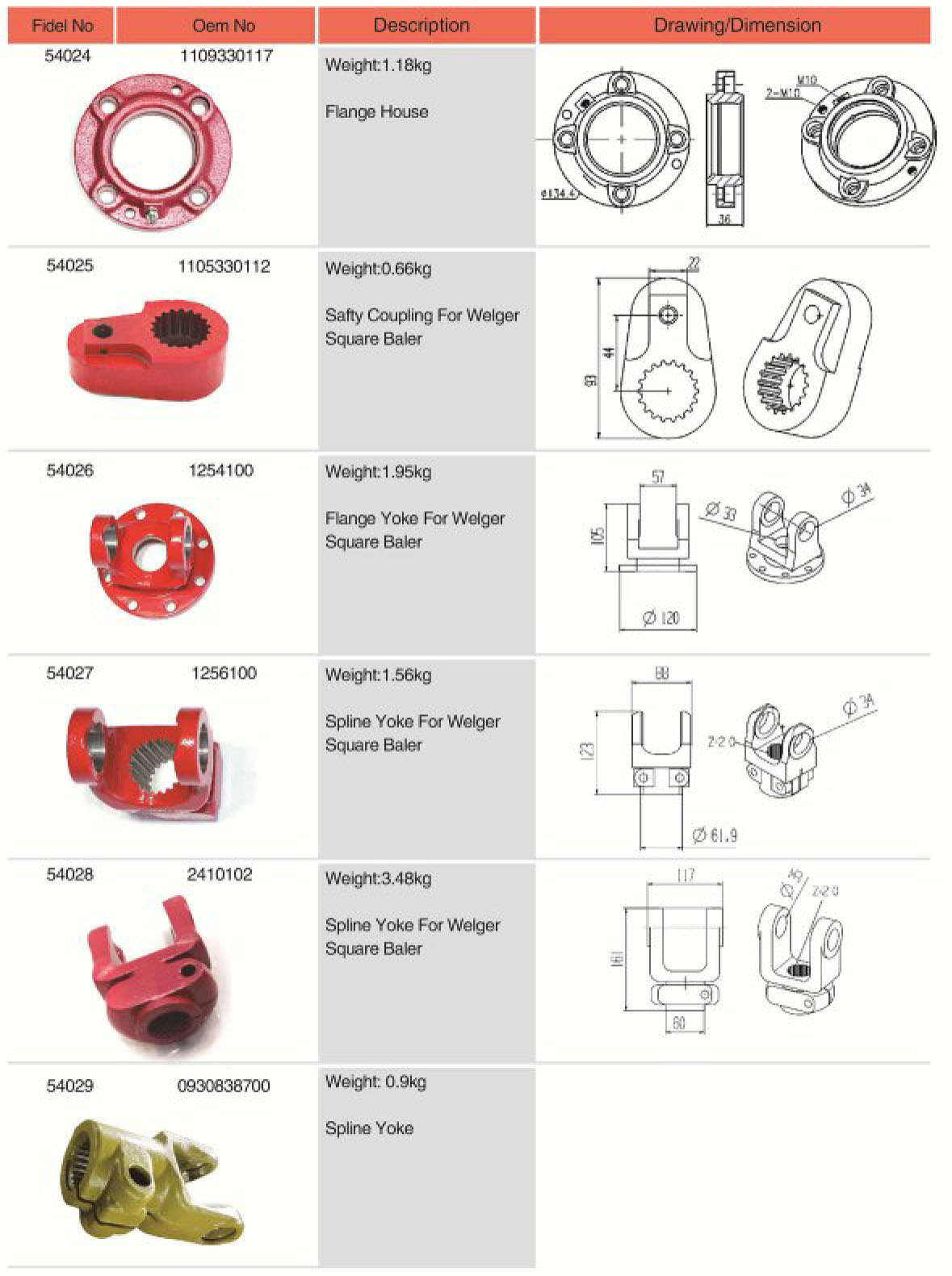 Vietnam 1256100 Agricultural Spare Parts Spline Yoke for Square Baler Tariff-free