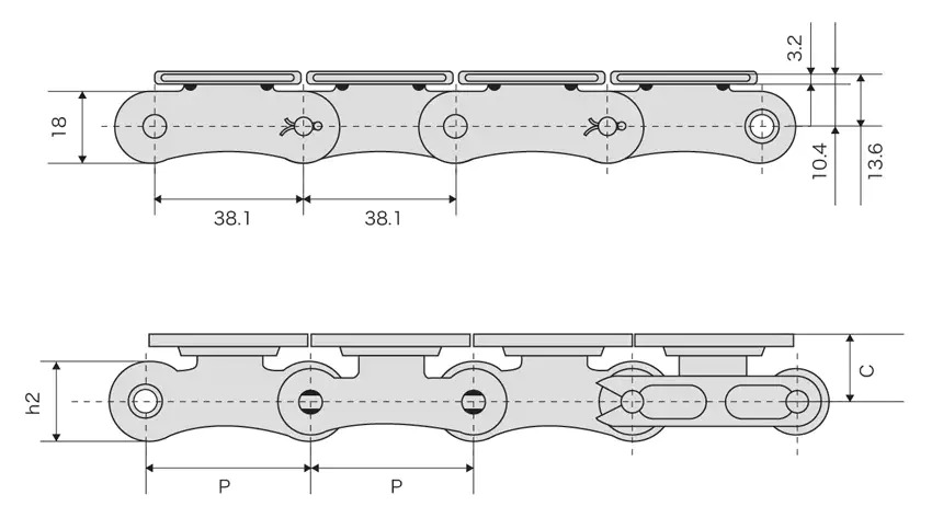 Tariff-free Stainless Steel Plastic Chain and Sprockets Nylon Table Top Plate Conveyor Chains Made in Vietnam