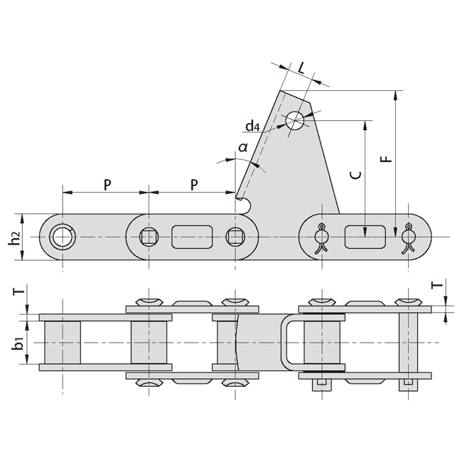 Tariff-free 38.4VBF4 Agricultural Steel Conveyor Roller Chains With Attachment Made in Vietnam
