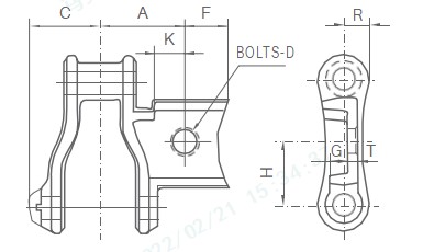 Tariff-free 477 483 488 4103 Class Pintle Chain With A22 Attachment Made in Vietnam
