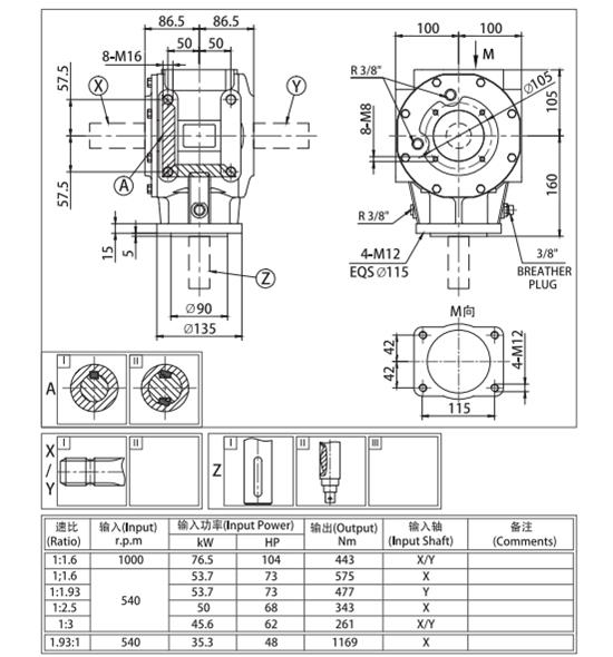 Vietnam  Agricultural Gearbox for Flail Mower PTO Shaft Steel Straight Spline Drive Gear High Precision OEM Tariff-free